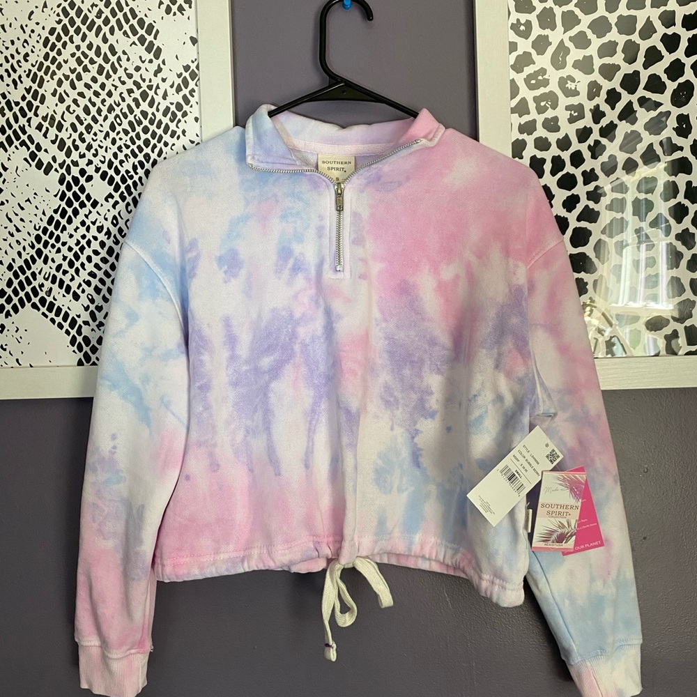 Tie Dye Long Sleeve Quarter Zip Sweatshirt